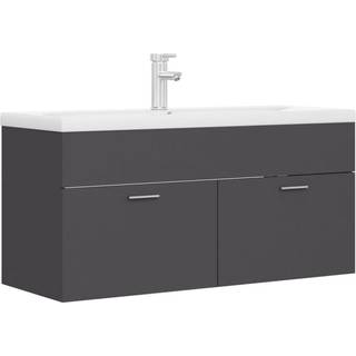 vaskeskab med indbygget håndvask konstrueret træ hvid