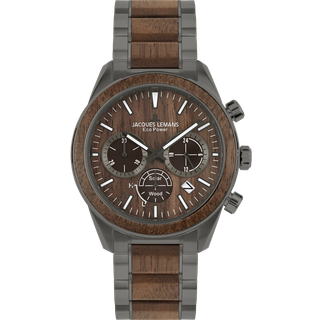Jacques Lemans 1-2115K Eco Power Wood Herrenuhr 44mm 10ATM