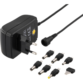 DELTACO AC Adapter 3-12V - 1,5A - Udskiftelige stik