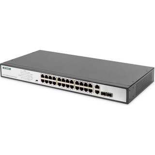 DIGITUS DN-95343 24 Port Fast Ethernet PoE Switch 19 Inch Unmanaged 2 Uplinks
