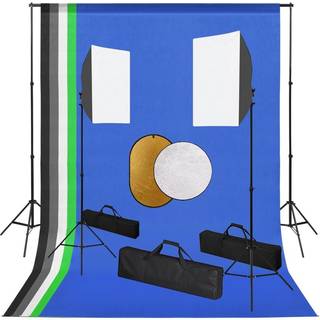 fotostudiesæt med lampesæt + baggrund og reflektor