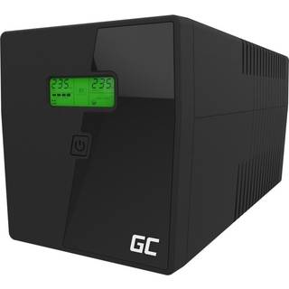 Green Cell UPS 1000VA / 600W with LCD Display Outputs: 2x Schuko 2x IEC Sockets