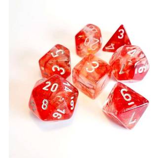 Glow in the Dark - Nebula Red Silver Luminary Dice Set - Rollespilsterninger - Chessex