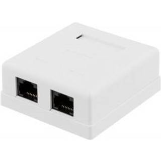 DELTACO unshielded network socket, Surface UTP 2xRJ45, Cat6, white
