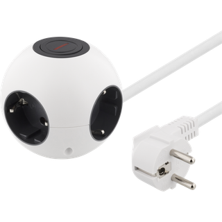 Schuko, 4-stikdåse med sidejord, 2xusb, Globus, HVID