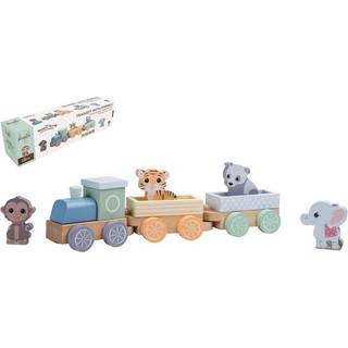 Jouéco The Wildies Family Trainset with Animals Sæt til børn 18 m+ 7 stk. - 7 stk.
