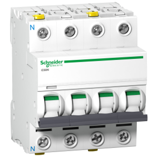 Schneider Acti9 iC60N 3P-N 50A Dobbelt terminal C-karakteristik 6/10kA 230V Bredde 72mm