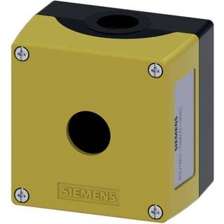 Siemens Trykknapkasse 22 mm, rund, top, gul, 1 hul, plastik, hul i midten, tom