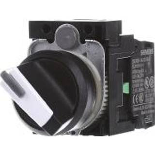 Siemens Omskifter, kan blive oplyst, 22 mm, rund, plastik, sort, hvid, kort omskifter, 3 afbryder positioner i-o-ii, låsende, 10:30h/12h/1