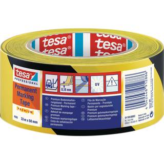 tesa Floor Marking Tape Premium indoor and outdoor 33m x 50 mm Yellow-Black