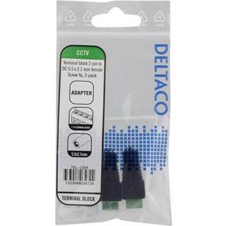 DELTACO 2 pin terminal block Power DC jack 2.1 / 5.5 mm (female) Black