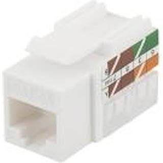DELTACO Cat6A Keystone jack, "Tool-free"/110, plastic, 90, white