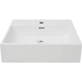 håndvask med hul til vandhane keramik 51,5x38,5x15 cm hvid