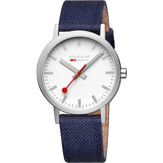Mondaine Classic Quartz White Dial Blue Textile Strap Unisex Watch A660.30360.17SBD1