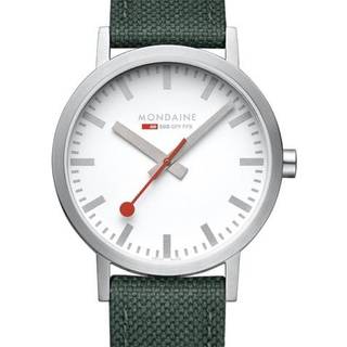Mondaine Classic Quartz White Dial Green Textile Strap Unisex Watch A660.30360.17SBS