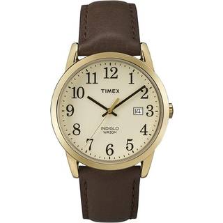 Timex Gold-Tone Case Cream Dial Men's Watch with Date and Brown Strap TW2P75800