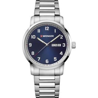 Wenger Attitude Heritage Quartz Blue Dial Black Stainless Steel Bracelet Men's Watch 01.1541.121