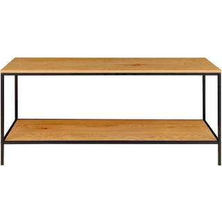 TV-bord med sort ramme og to egetræslook hylder 100x36x45 cm - 2501035