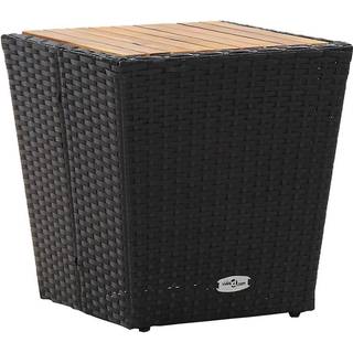 tebord 41,5x41,5x43 cm polyrattan og massivt akacietræ sort