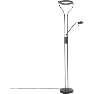 Moderne gulvlampe sort med læsearm inkl. LED og lysdæmper - Divo