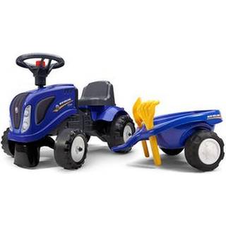 FALK New Holland traktor med trailer, rive og skovl, 37 x 91 x 34 cm, blå