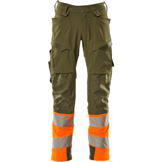 MASCOT ACCELERATE SAFE arbejdsbukser med knælommer, mørk marine/hi-vis gul - 90C58