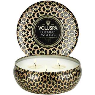 Voluspa 3-Wick Candle Decorative Tin Burning Woods 340g