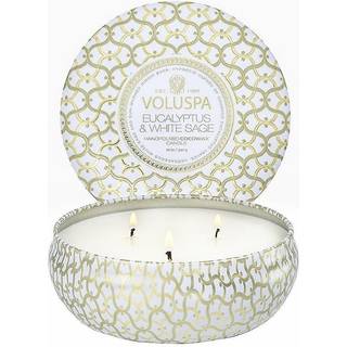 Voluspa 3-Wick Tin Candle Eucalyptus And White Sage 40h