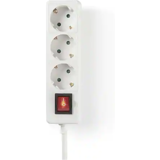 Nedis Udvidelse Socket | Stikprop med sidebens jord / Type F (CEE 7/7) | 3-vejs | 1.50 m | 3680 W | 16 A | Slags jordforbindelse: Sidekontakter | 230 V AC 50/60 Hz | Kontakt Vinkel: 45 ° | H05VV-F 3G1.5mm² | Indbygget on/off-knap (tænd/sluk) | Hvid