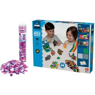 Plus Plus basic Learn to build byggesæt med 1200 brikker, 4 byggeplader og Glitter tube med 240 brikker