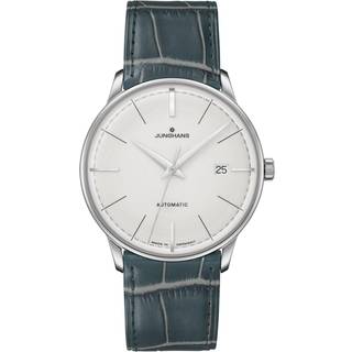 Junghans Meister Classic Terrassenbau Automatic Silver Dial Green Leather Strap Mens Watch 027/40190.02
