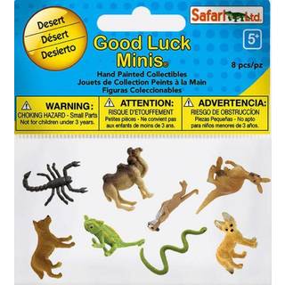 Safari Ltd. held og lykke Minis Desert Fun Pack - 8 Mini Figurines of of Camel Fennec Fox Meerkat Kangaroo Scorpion Snake Chameleon Dingo - Uddan