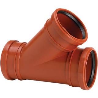 Uponor PP grenrør 45° 110/110mm, med 3 muffer