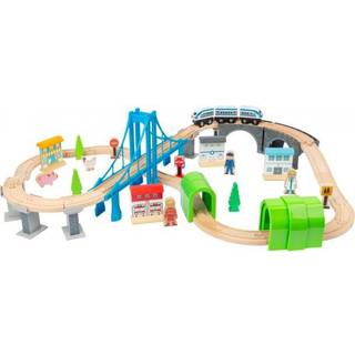 Small Foot - Wooden Train Set with Bridge 60 pcs.