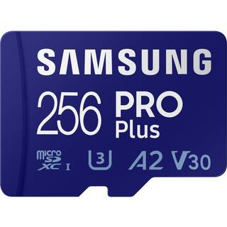 Samsung PRO PLUS microSD card 180MBs U3, V30, A2, with adapter 256GB