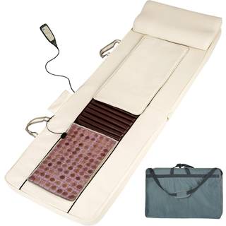 Massagemåtte Shiatsu med jadestens-varmepude og fjernbetjening - beige