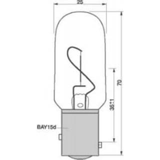 Glødepære til lanterne Danlamp SM-Navigation, BA15D, 18 candela, 25 W, 24 V, 70 x Ø25 mm, hvid