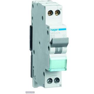 Hager Automatsikring 1P+N 16A C kar 1M