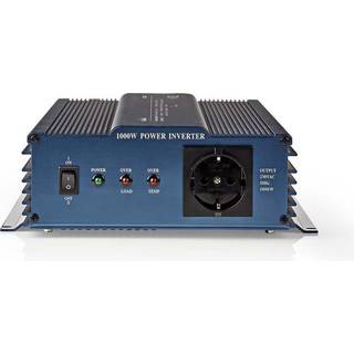 Nedis Vekselretter med Ren Sinusbølge | Indgangsspænding: 12 V DC | Enhedens strømudgangsforbindelse: Type F (CEE 7/3) | 230 V AC 50 Hz | 1000 W | Peak-effekt: 2000 W | Skrueterminal | Ren Sinuskurve | Sikring | Blå
