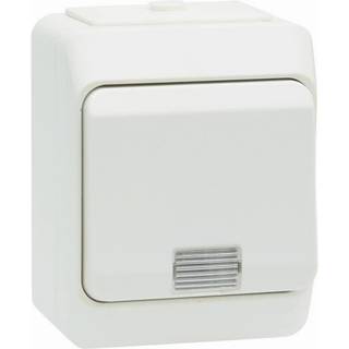 Kapslet korrespondanceafbryder m. lampe IP44 - hvid