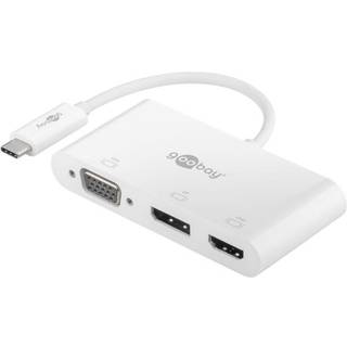 Goobay USB -C Multiport Adapter VGA+DP+HDMI - udvider USB C -enhed til en HDMI - en displayport og en VGA -port. - 0,14 m