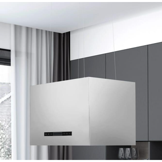 Hængende Ø-Emhætte Med Touchsensor Lcd Rustfrit Stål - Sølv / 55 cm