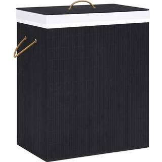 Vasketøjskurv Bambus Rektangulær Naturfarvet - Sort / 43.5 x 33.5 x 65.5 cm