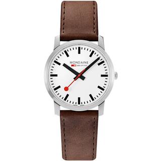 Mondaine Simply Elegant Quartz White Dial Black Leather Strap Unisex Watch A638.30350.11SBO