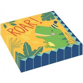 Dino -Mite Paper Luncheon servietter - 6,5 """" x 6,5 """" (16 stk) | Engang multicolor -servietter - Perfekt til b?rnefester og f?dselsdagsfester