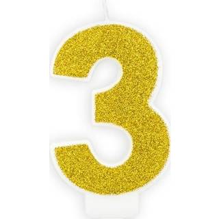 Fødselsdagslys 3 - guld glitter