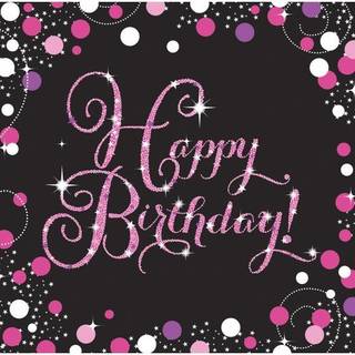 Happy Birthday servietter 16 stk. - Pink