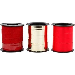 Guld og Rød Glitter Gavebånd 10 mm - 3x15 m