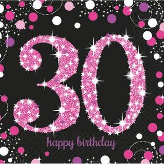 30 års fødselsdag servietter 16 stk. - Pink