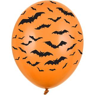 6 stk. Halloween Balloner Orange Flagermus - Latex 12" Helium til Fest & Dekoration